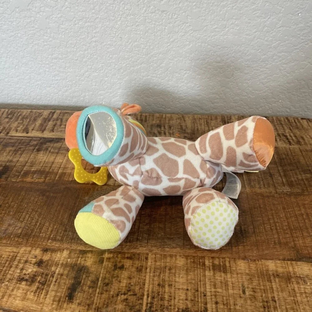 Carters Baby Giraffe Crinkle Rattle Mirror Stuffed Animal Plush Toy Sensory Hang